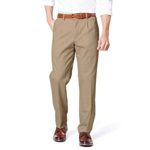 Dockers Easy Khaki Stretch Men’s Classic Fit Pleated Pants, 40 X 32, Dark Beige